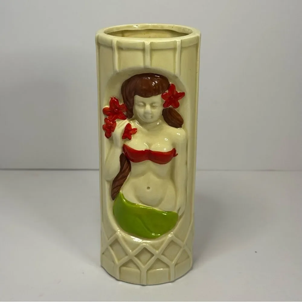 Vintage Mid Century Hula Girl Vase Tiki Bar DW141 Tropical Beach Decor 6.5